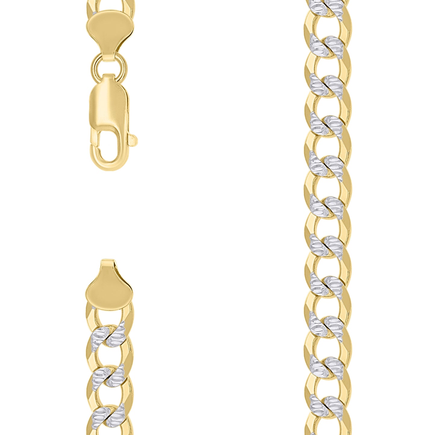 925 Silver Solid Super Flat Cuban Chain Two-tone 6.8mm