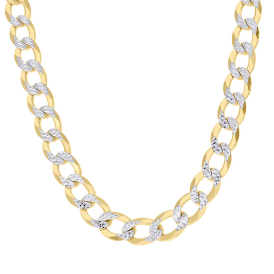925 Silver Solid Super Flat Cuban Chain Two-tone 7.4mm