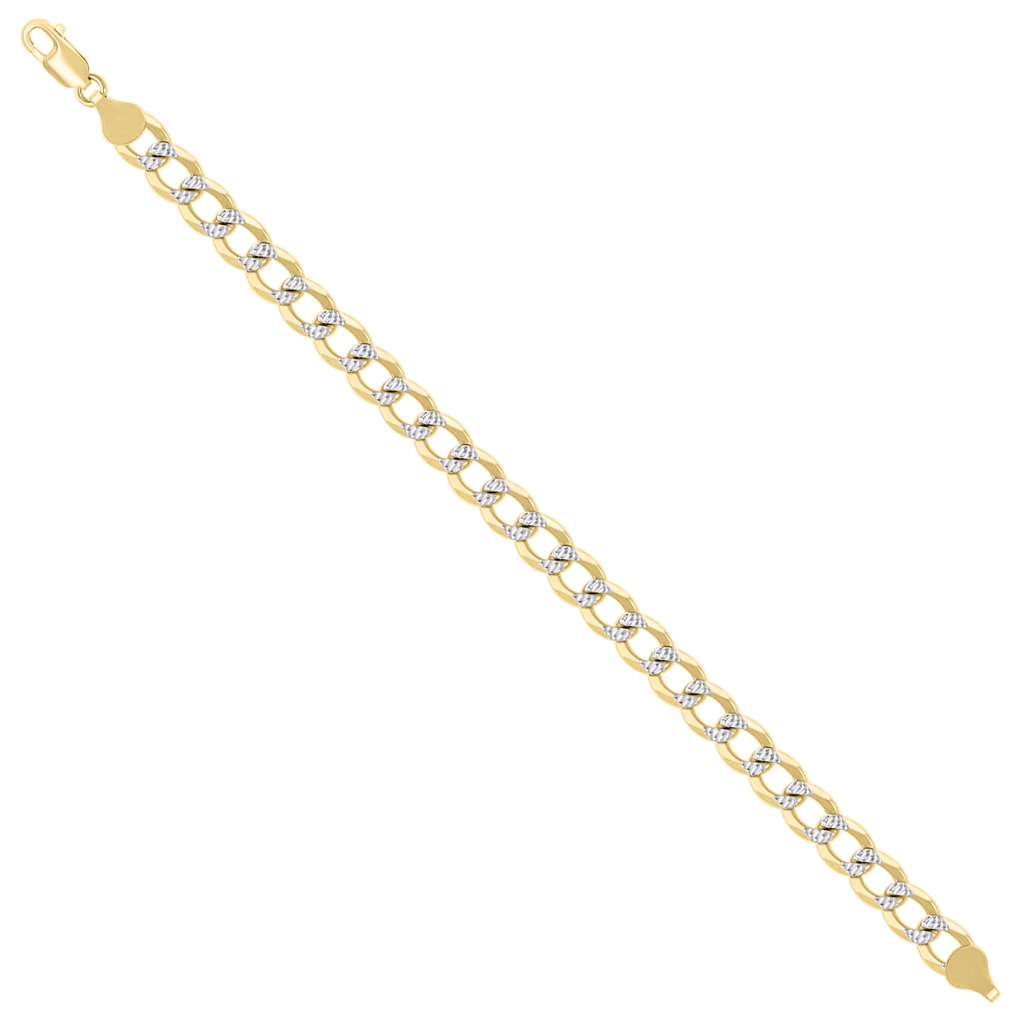 925 Silver Solid Super Flat Cuban Chain Two-tone 7.4mm