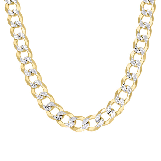 925 Silver Solid Super Flat Cuban Chain Two-tone 8.7mm