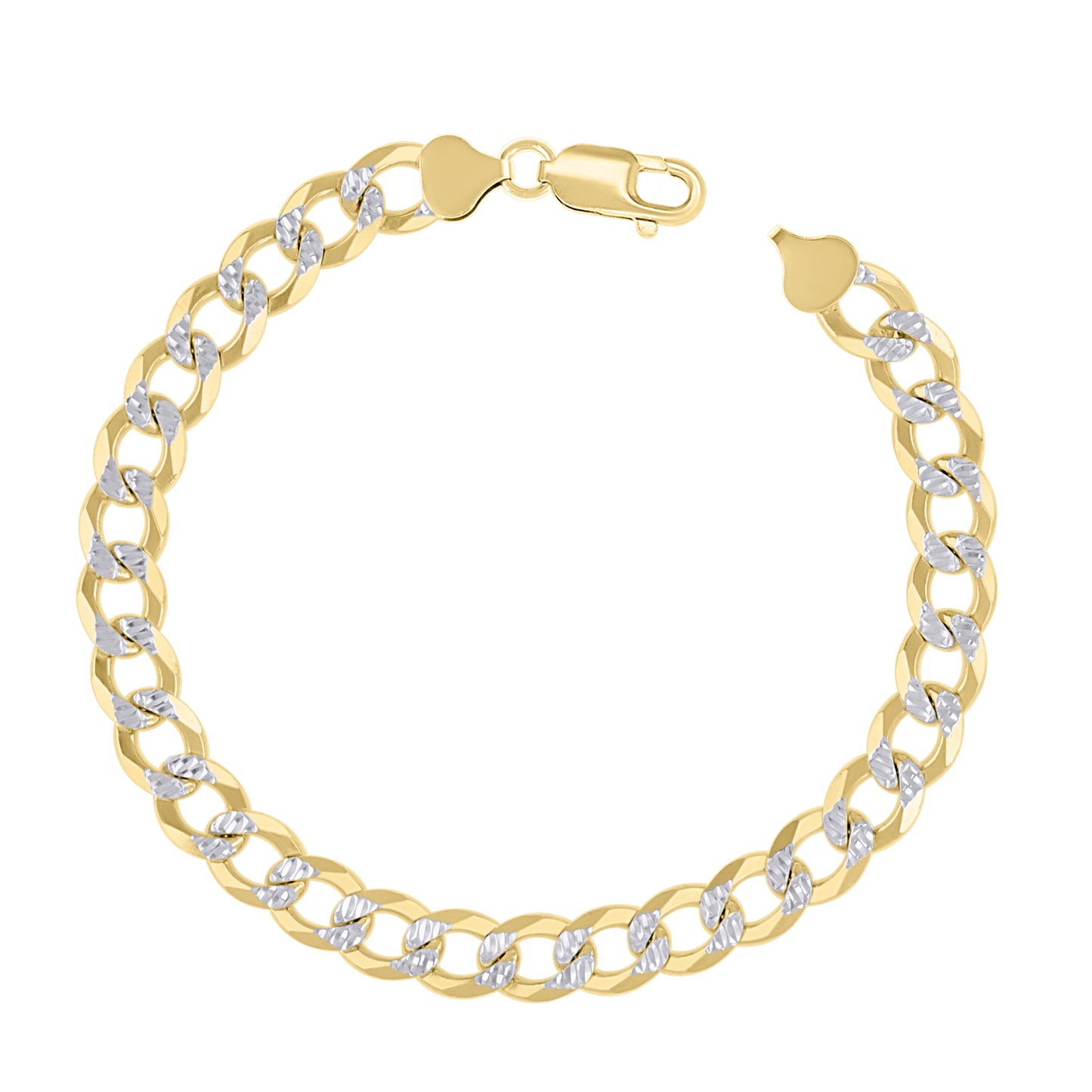 925 Silver Solid Super Flat Cuban Chain Two-tone 8.7mm