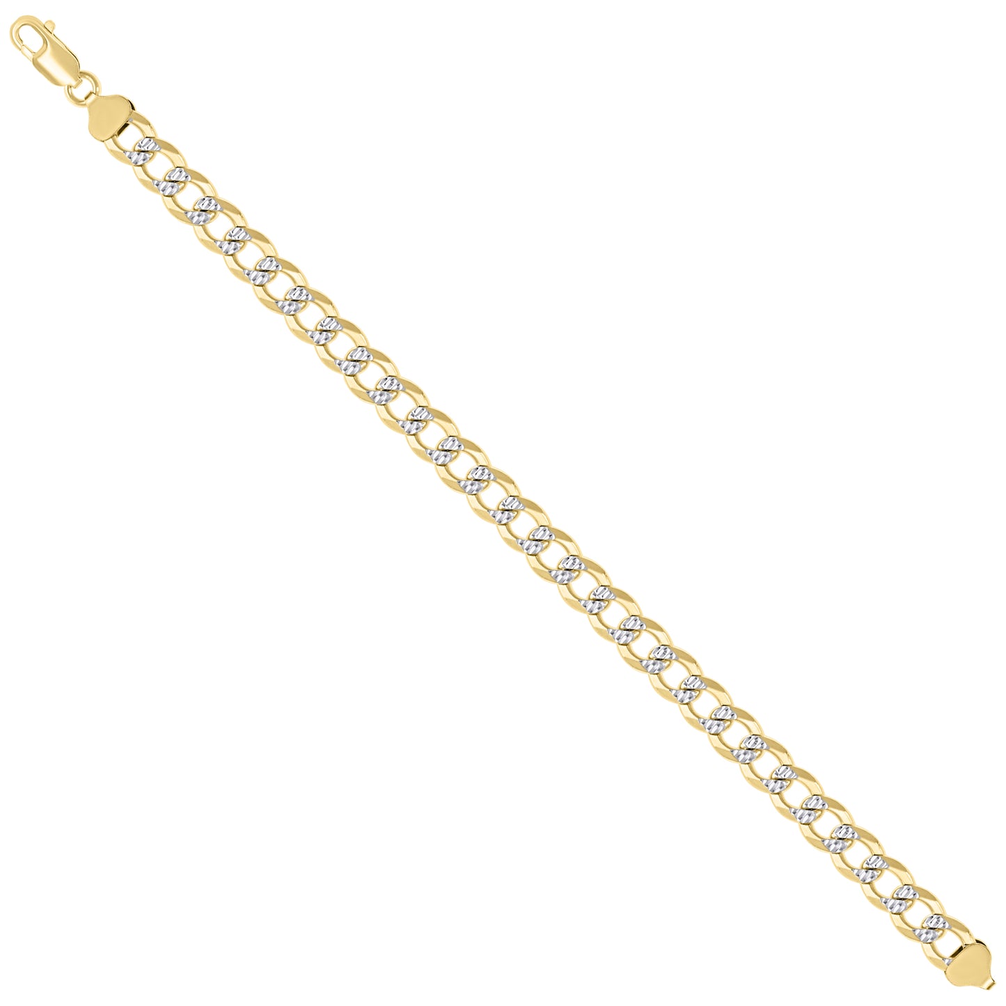 925 Silver Solid Super Flat Cuban Chain Two-tone 8.7mm