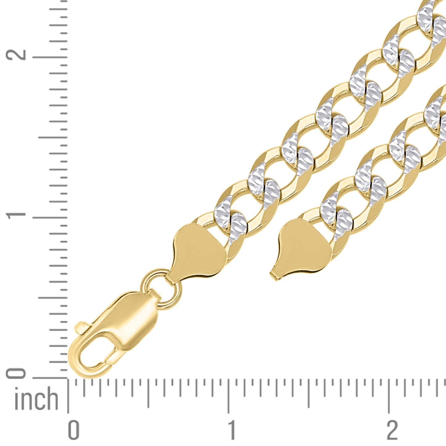 925 Silver Solid Super Flat Cuban Chain Two-tone 8.7mm