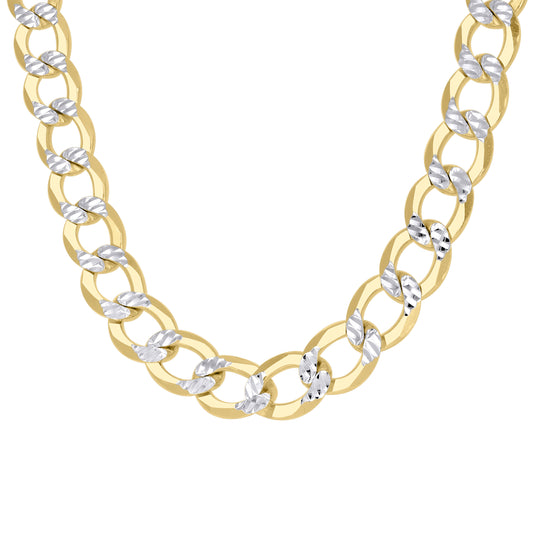 925 Silver Solid Super Flat Cuban Chain Two-tone 10.5mm