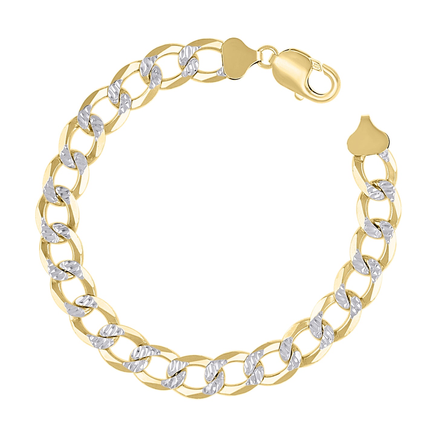 925 Silver Solid Super Flat Cuban Chain Two-tone 10.5mm