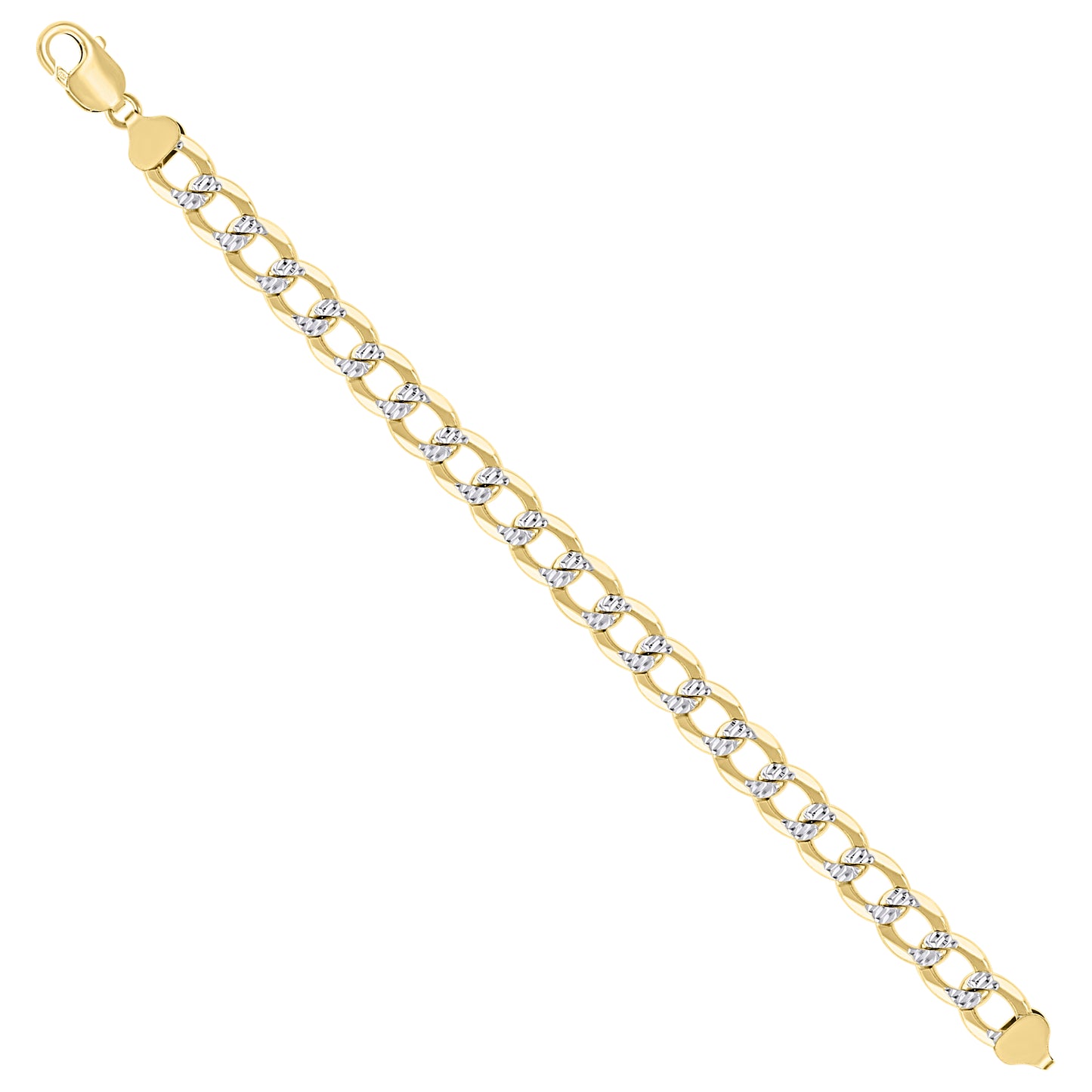 925 Silver Solid Super Flat Cuban Chain Two-tone 10.5mm