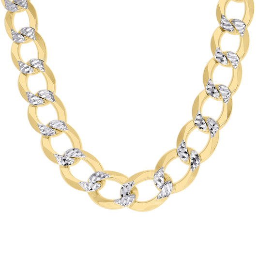 925 Silver Solid Super Flat Cuban Chain Two-tone 12.5mm