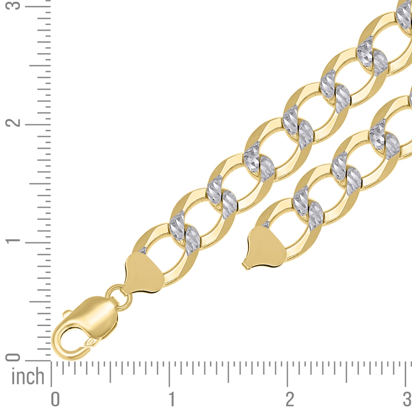 925 Silver Solid Super Flat Cuban Chain Two-tone 12.5mm