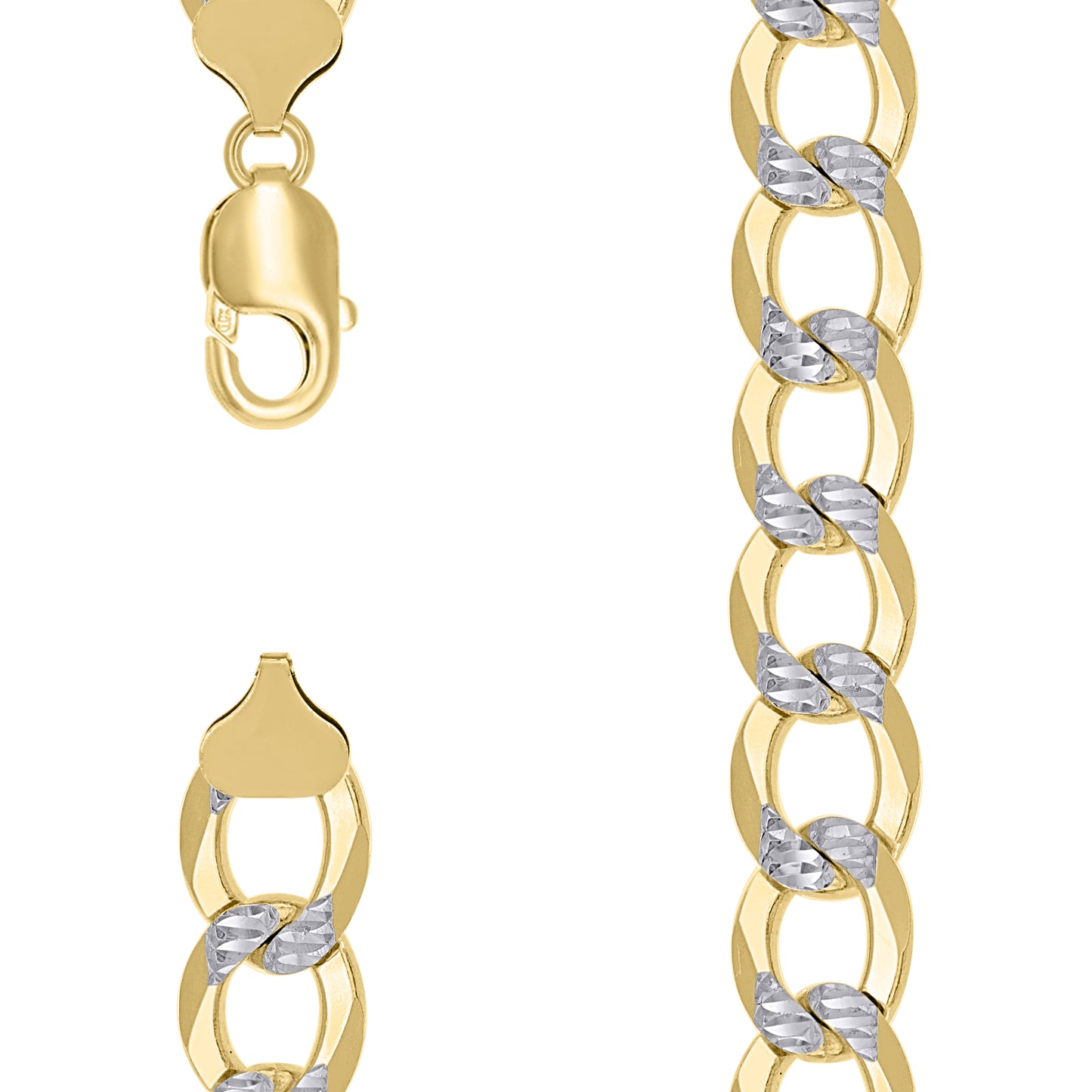 925 Silver Solid Super Flat Cuban Chain Two-tone 12.5mm