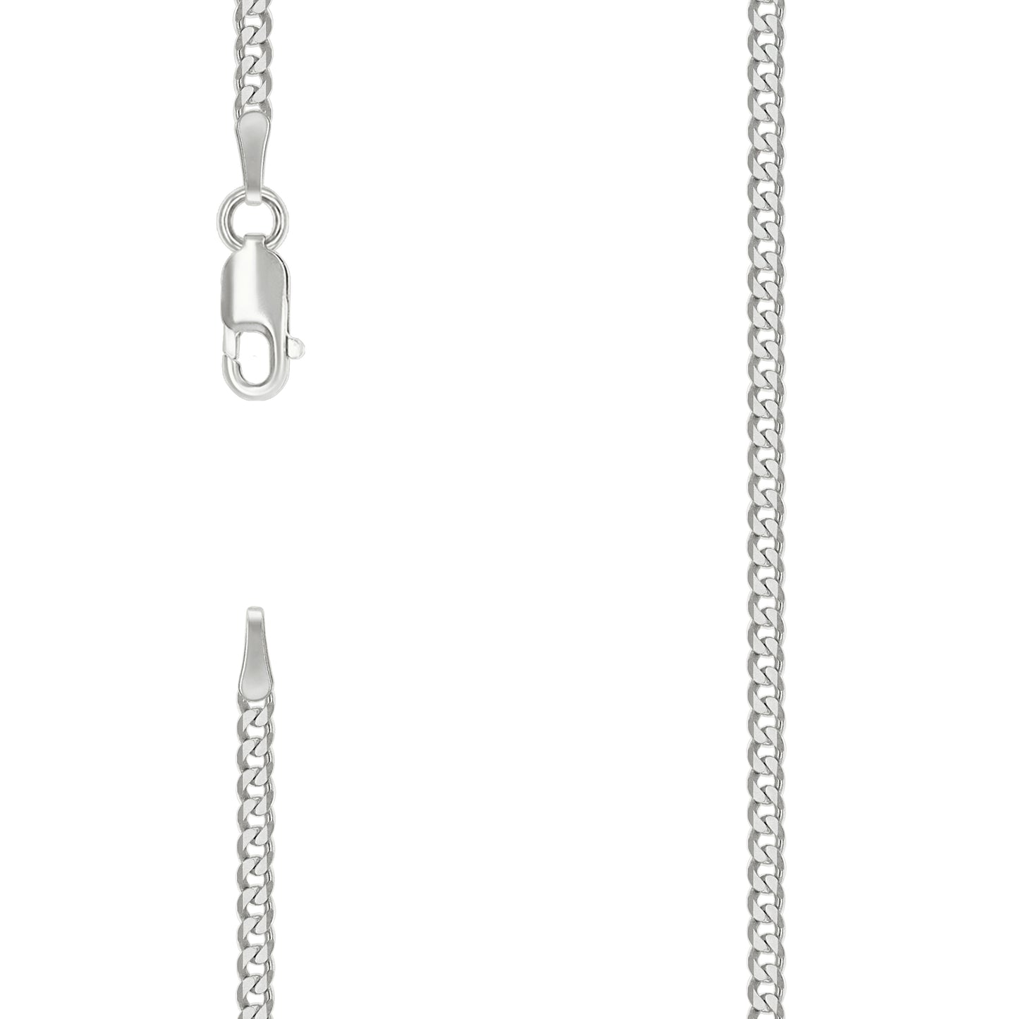925 Silver Solid Super Flat Cuban Chain Silver 2.3mm