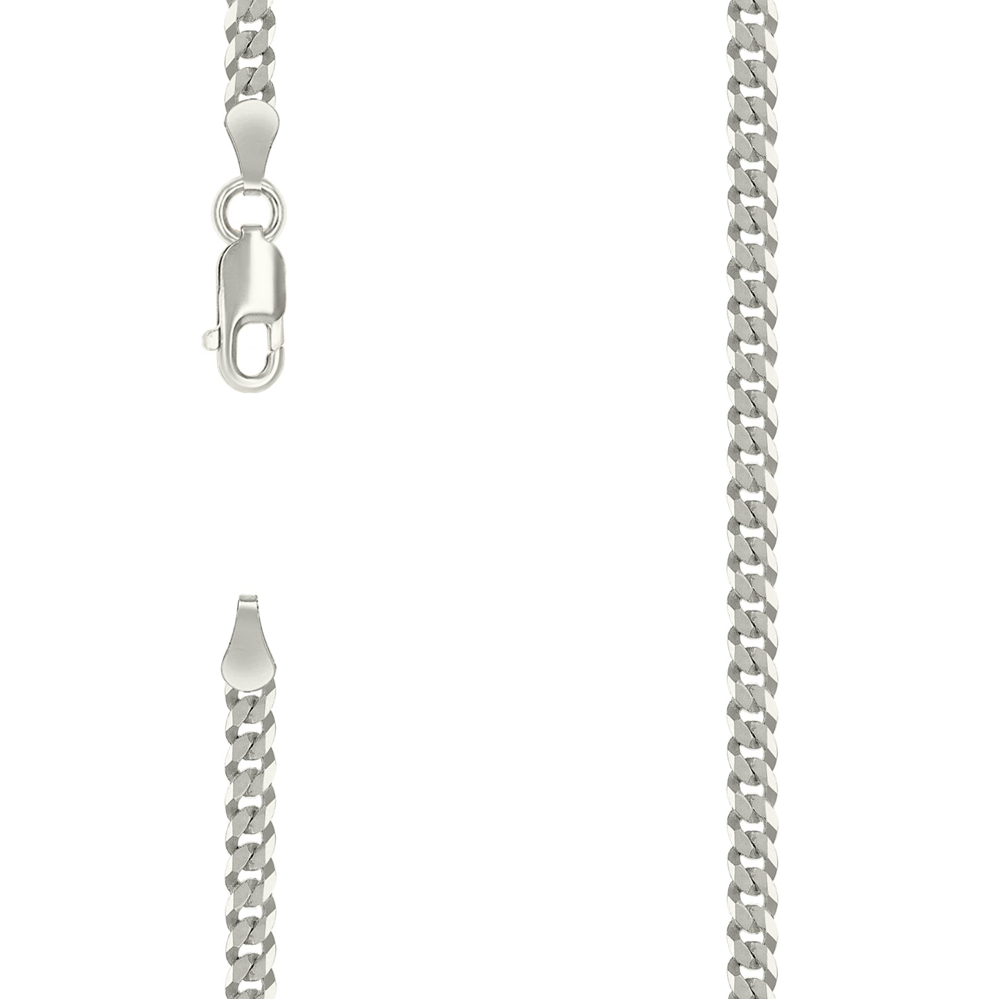 925 Silver Solid Super Flat Cuban Chain Silver 3mm