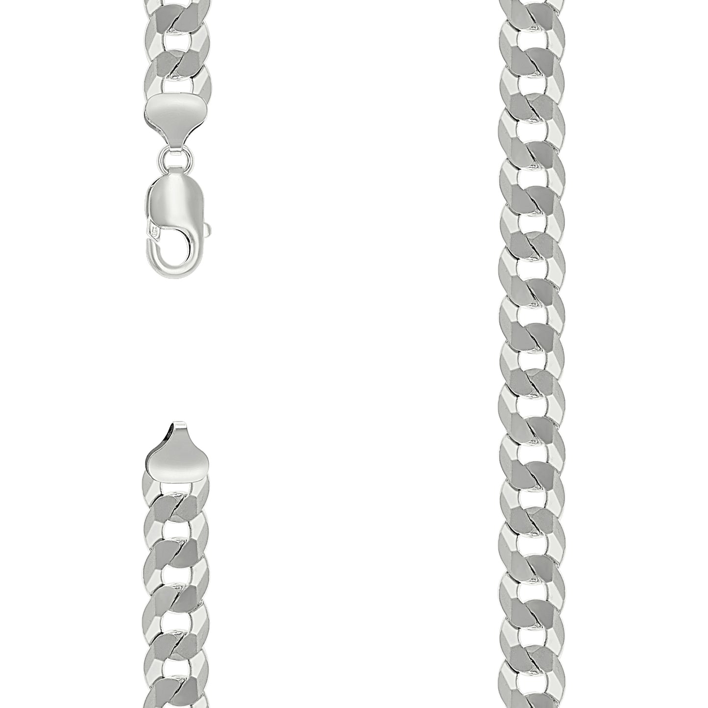 925 Silver Solid Super Flat Cuban Chain Silver 10.8mm