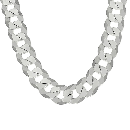 925 Silver Solid Super Flat Cuban Chain Silver 13.7mm