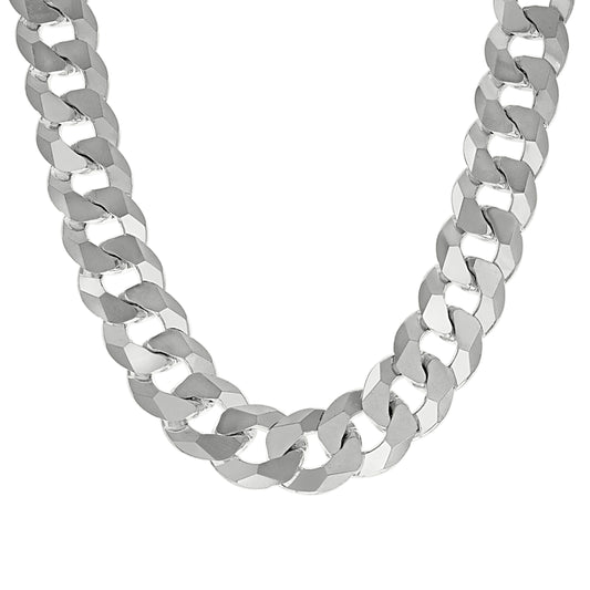 925 Silver Solid Super Flat Cuban Chain Silver 16mm