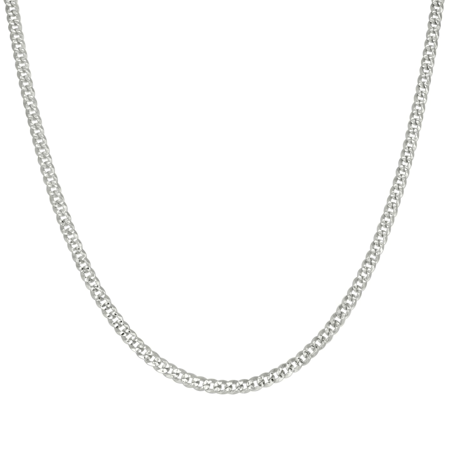 925 Silver Solid Pave Super Flat Cuban Chain Silver 3mm