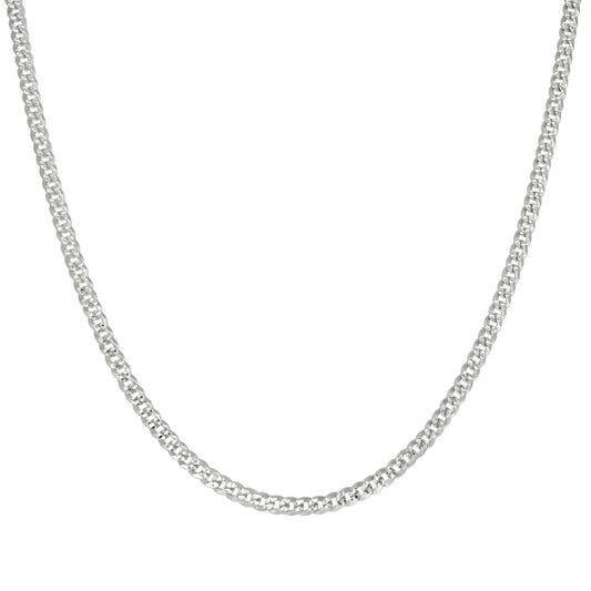 925 Silver Solid Pave Super Flat Cuban Chain Silver 3mm