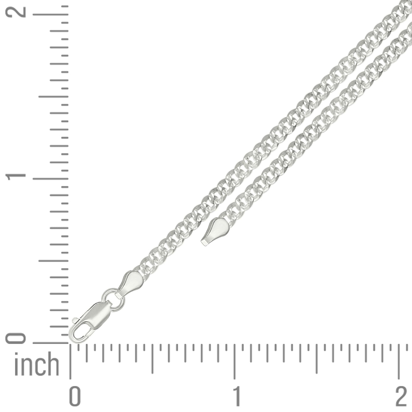 925 Silver Solid Pave Super Flat Cuban Chain Silver 3mm
