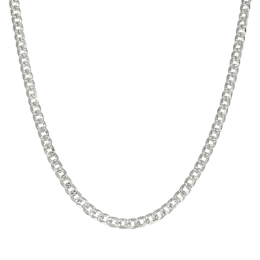 925 Silver Solid Pave Super Flat Cuban Chain Silver 3.7mm