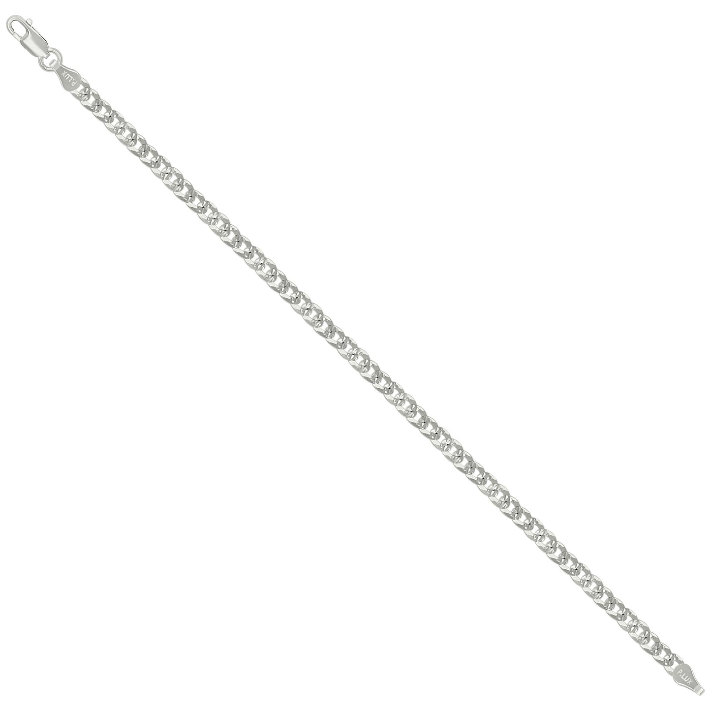 925 Silver Solid Pave Super Flat Cuban Chain Silver 3.7mm