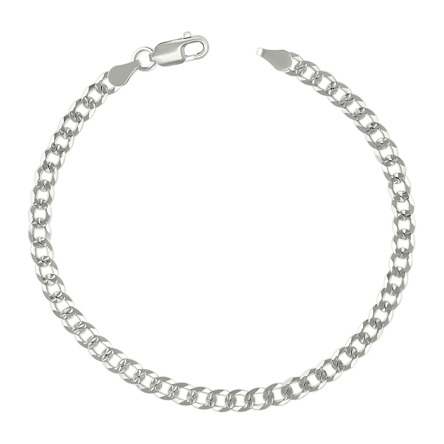 925 Silver Solid Pave Super Flat Cuban Chain Silver 4.7mm