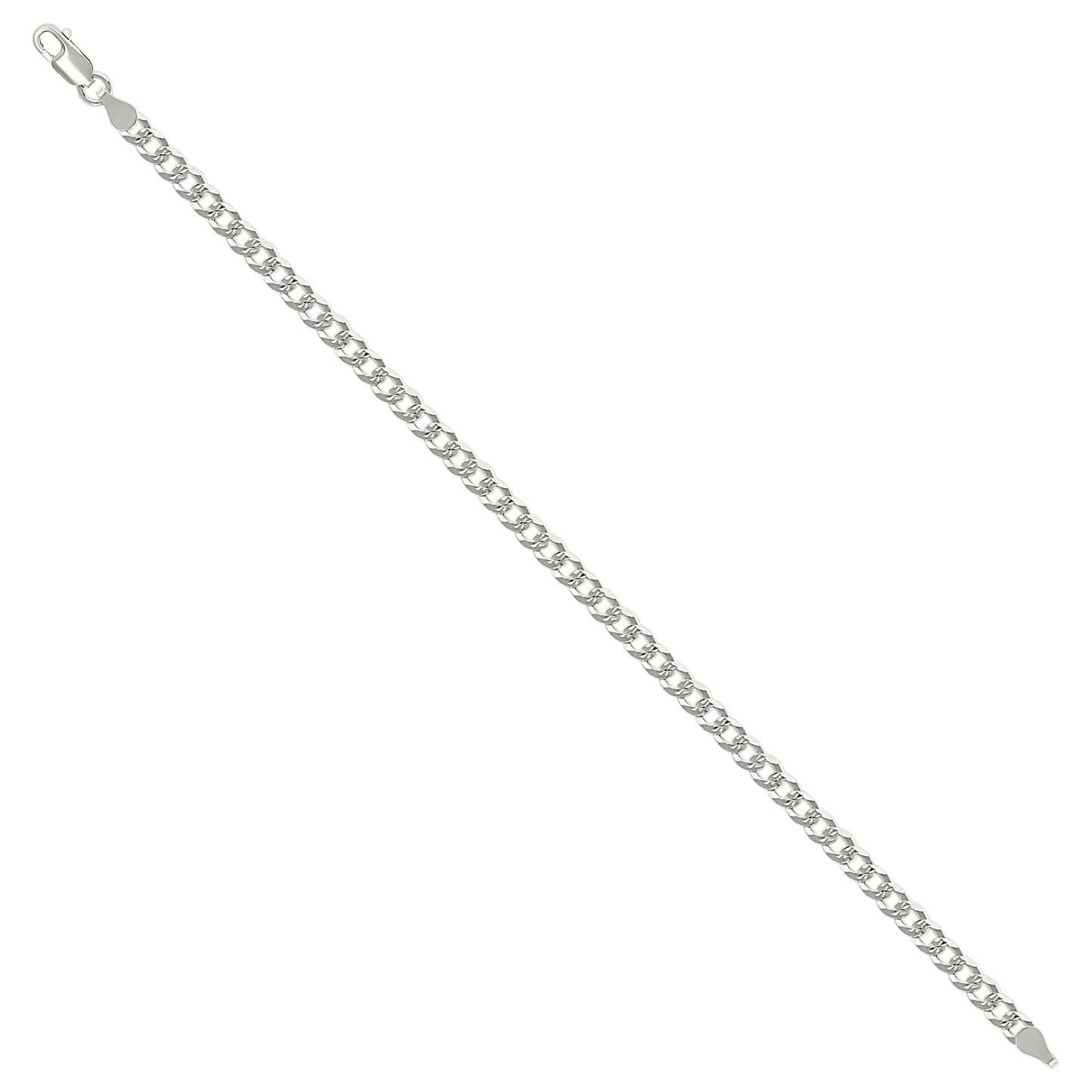 925 Silver Solid Pave Super Flat Cuban Chain Silver 4.7mm