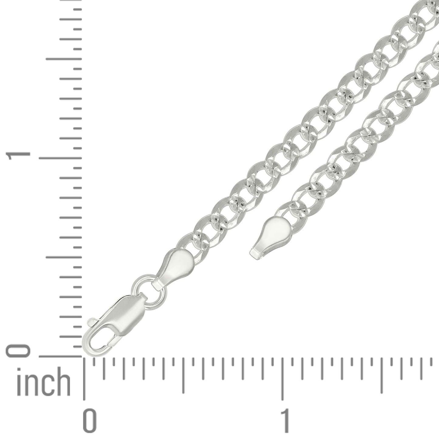 925 Silver Solid Pave Super Flat Cuban Chain Silver 4.7mm