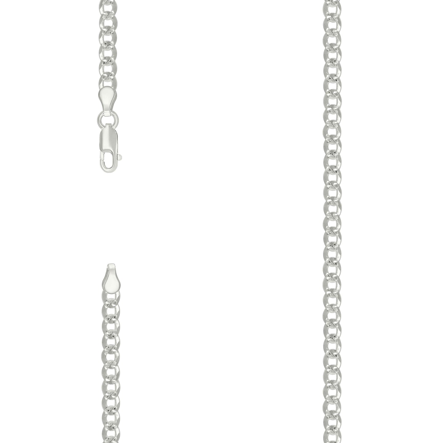 925 Silver Solid Pave Super Flat Cuban Chain Silver 4.7mm
