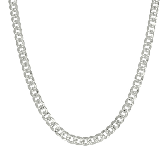 925 Silver Solid Pave Super Flat Cuban Chain Silver 5.2mm