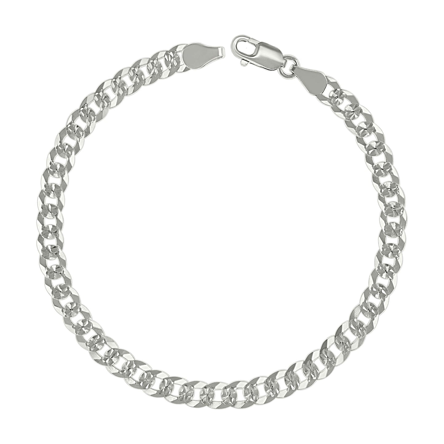 925 Silver Solid Pave Super Flat Cuban Chain Silver 5.2mm
