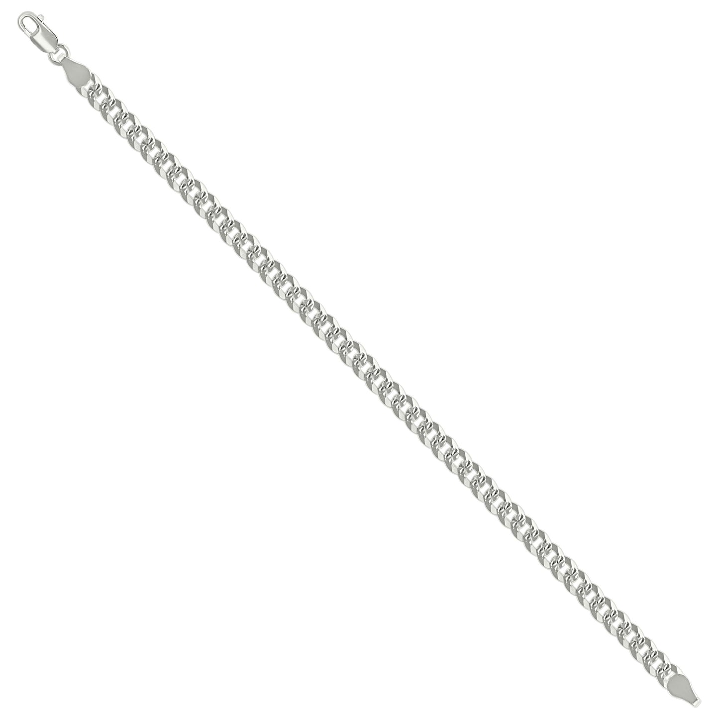 925 Silver Solid Pave Super Flat Cuban Chain Silver 5.2mm