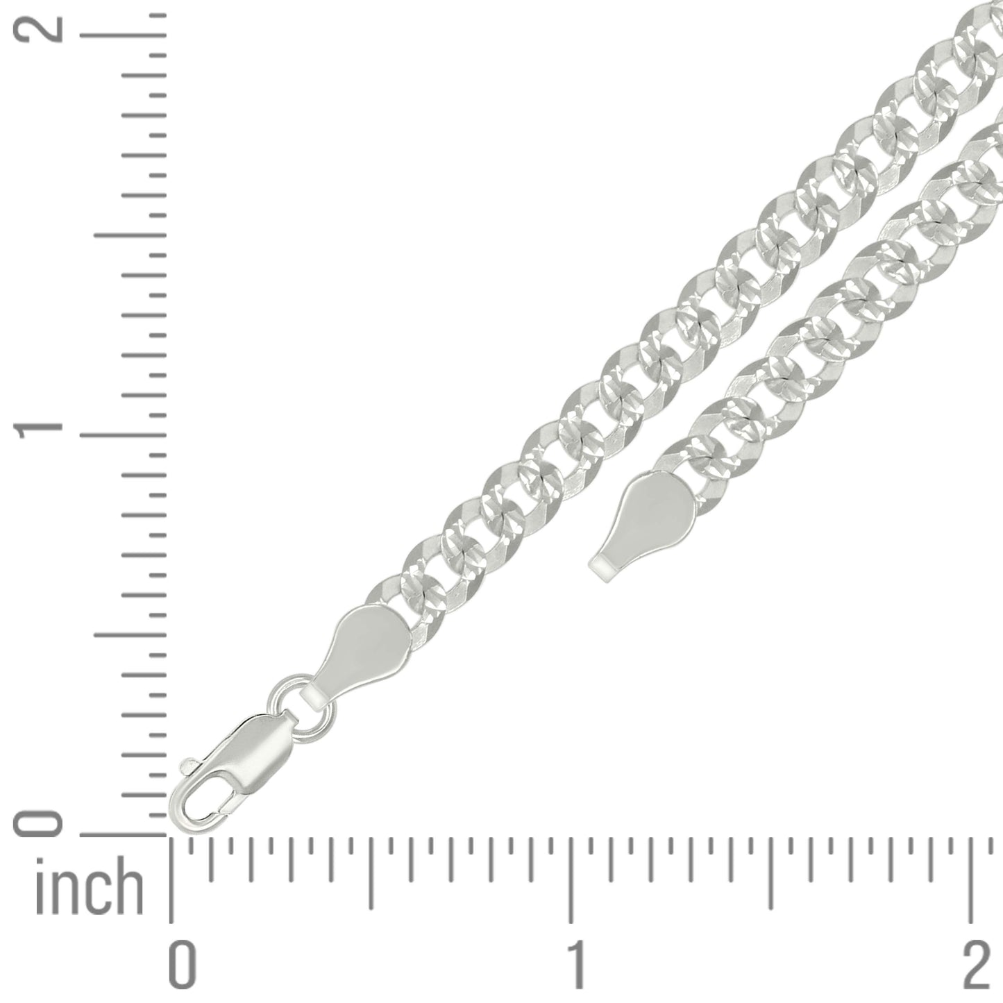 925 Silver Solid Pave Super Flat Cuban Chain Silver 5.2mm