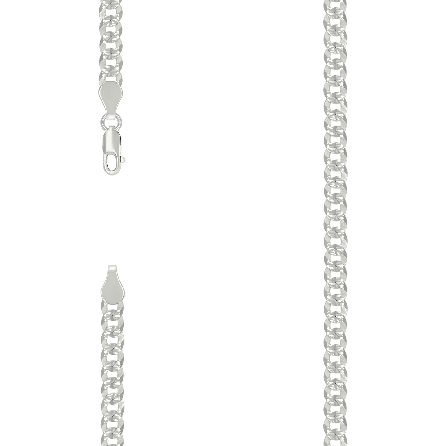 925 Silver Solid Pave Super Flat Cuban Chain Silver 5.2mm
