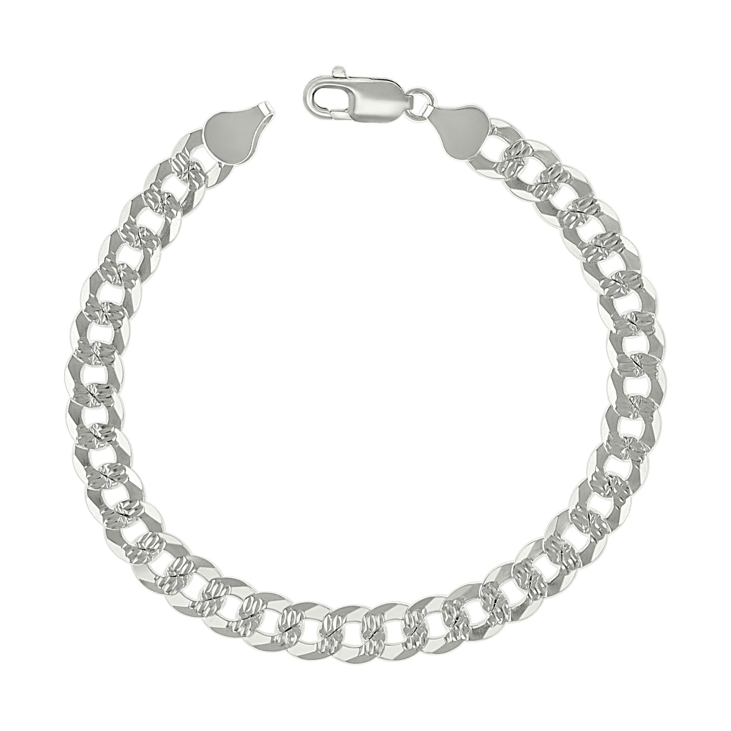 925 Silver Solid Pave Super Flat Cuban Chain Silver 7.2mm