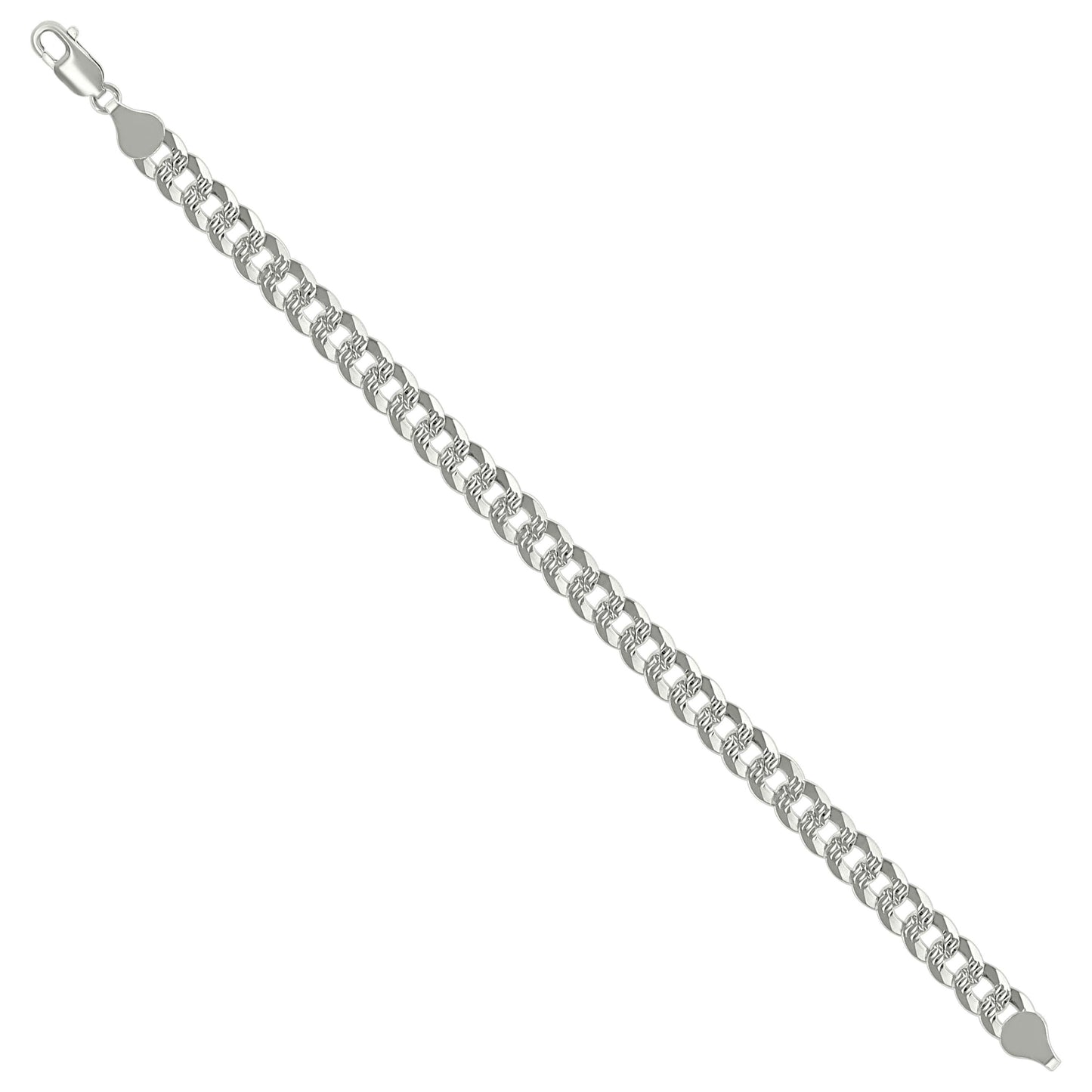 925 Silver Solid Pave Super Flat Cuban Chain Silver 7.2mm