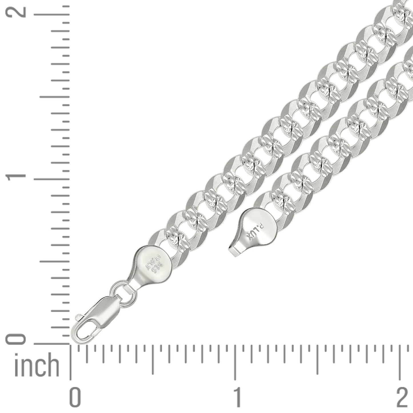 925 Silver Solid Pave Super Flat Cuban Chain Silver 7.2mm