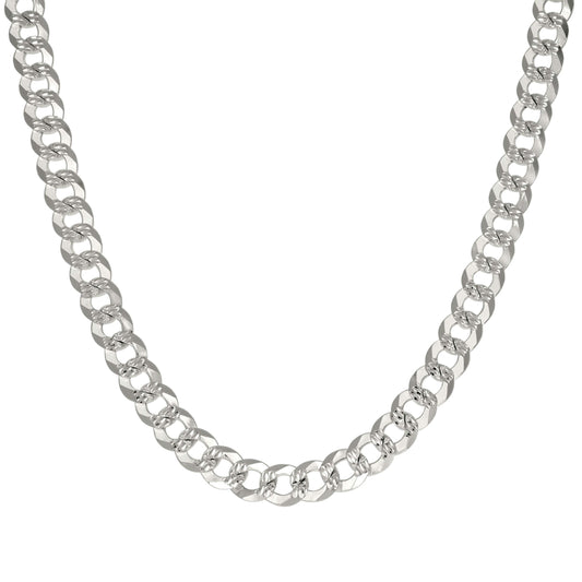 925 Silver Solid Pave Super Flat Cuban Chain Silver 7.8mm
