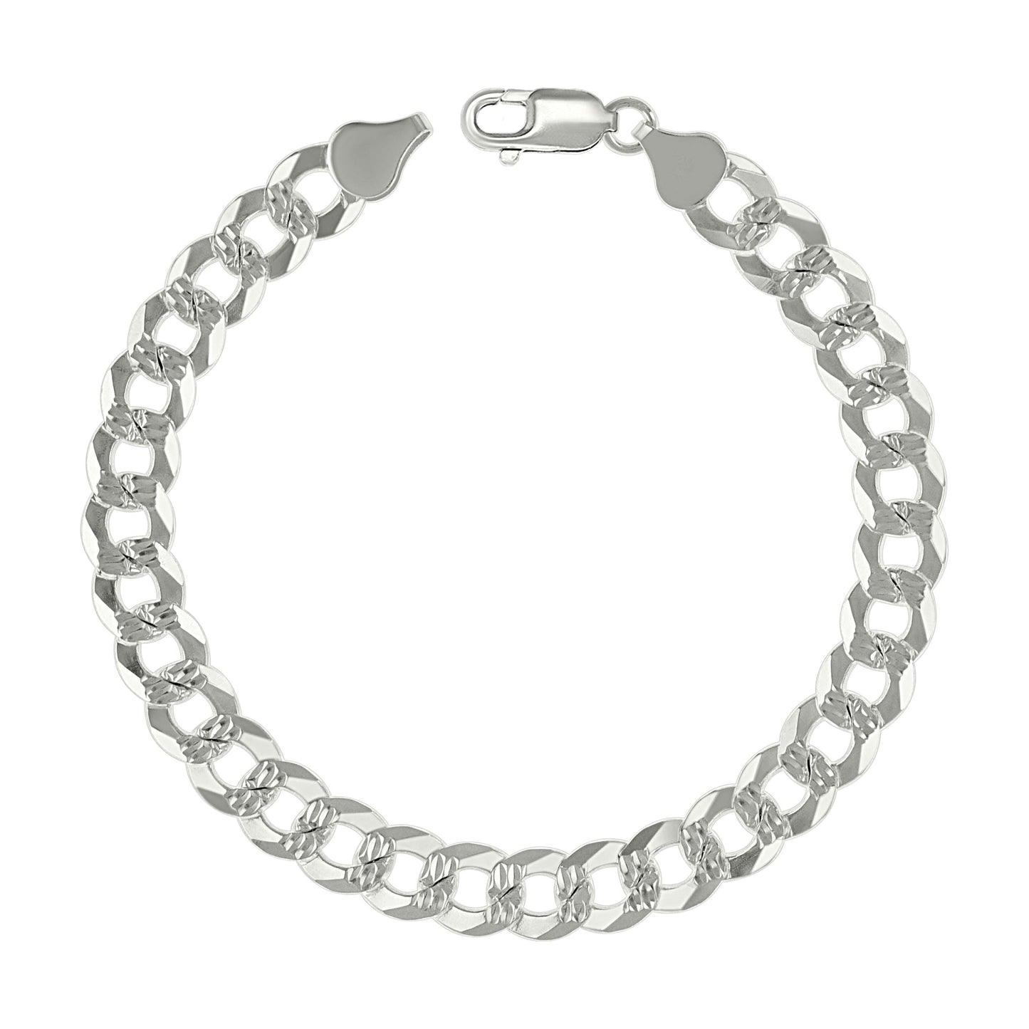 925 Silver Solid Pave Super Flat Cuban Chain Silver 7.8mm