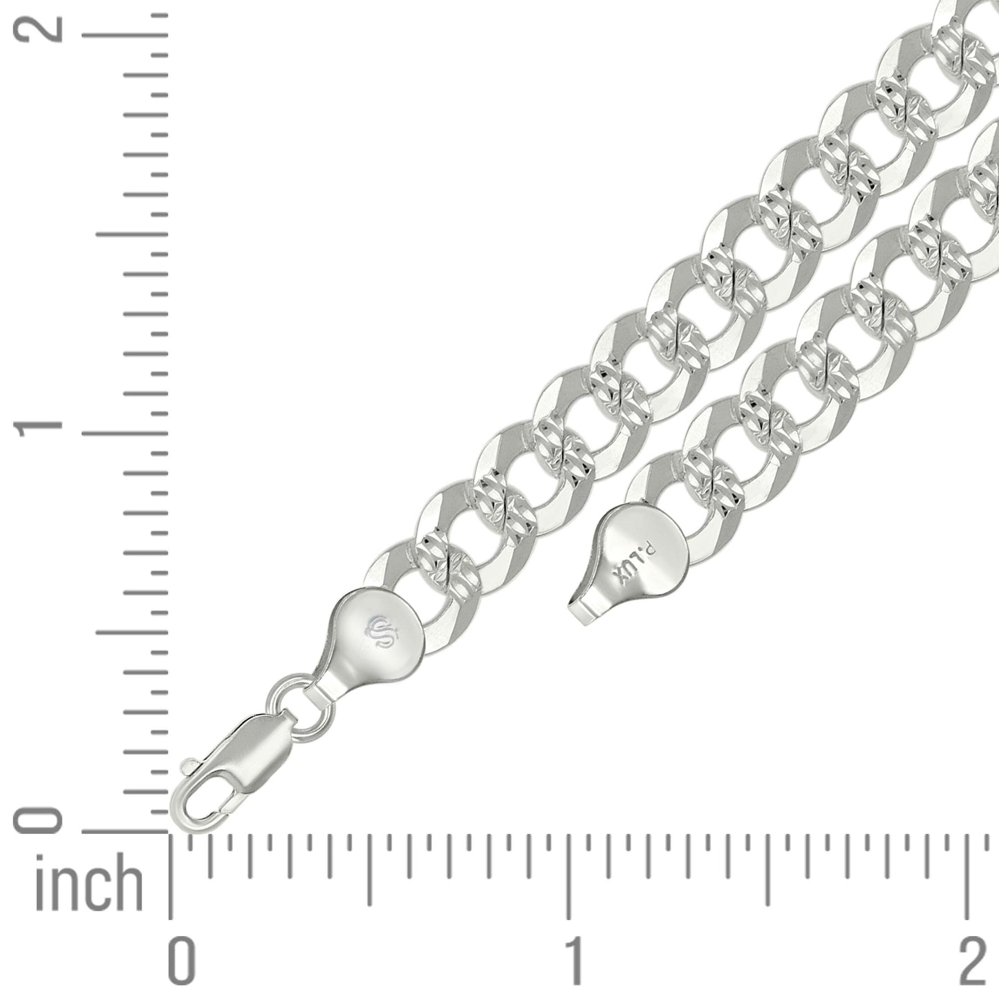925 Silver Solid Pave Super Flat Cuban Chain Silver 7.8mm