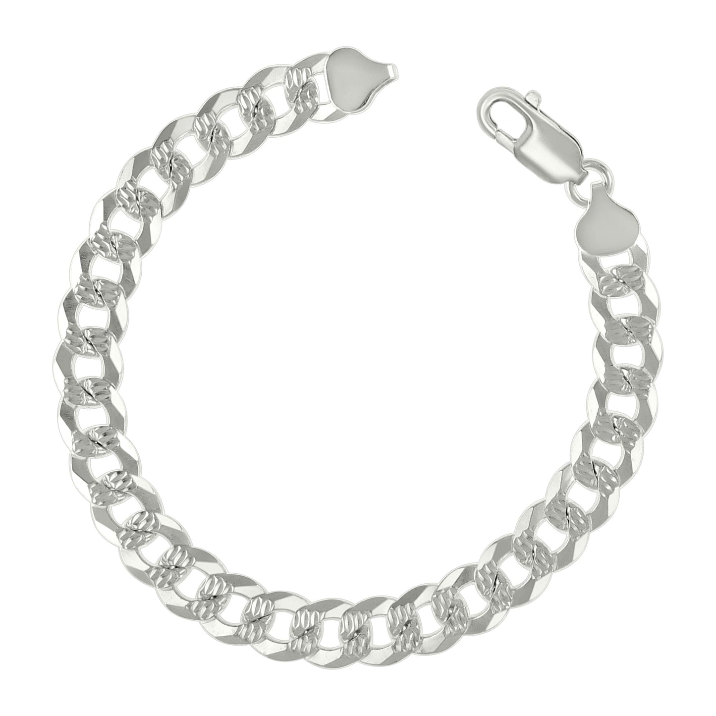 925 Silver Solid Pave Super Flat Cuban Chain Silver 8.6mm