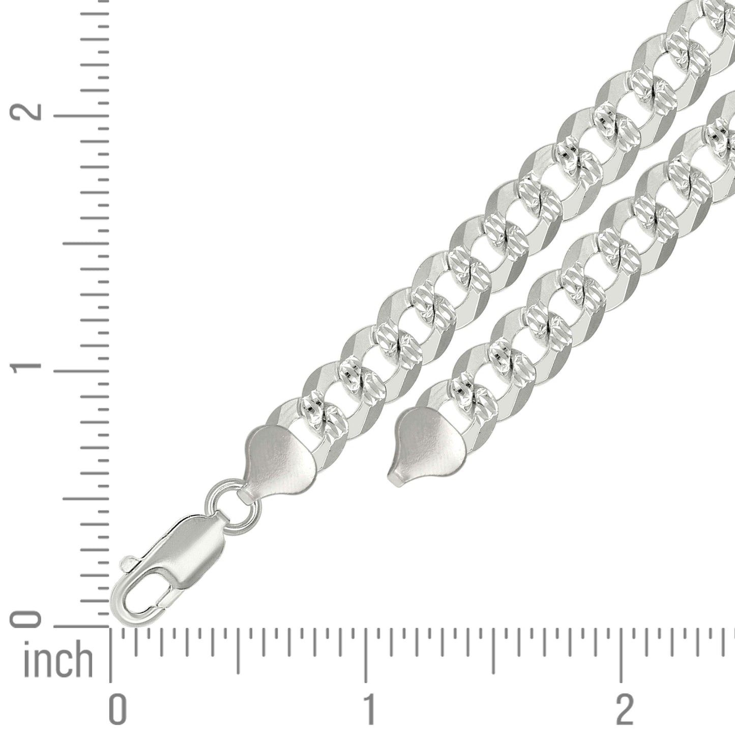 925 Silver Solid Pave Super Flat Cuban Chain Silver 8.6mm