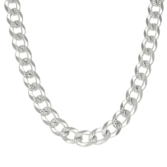925 Silver Solid Pave Super Flat Cuban Chain Silver 10.8M