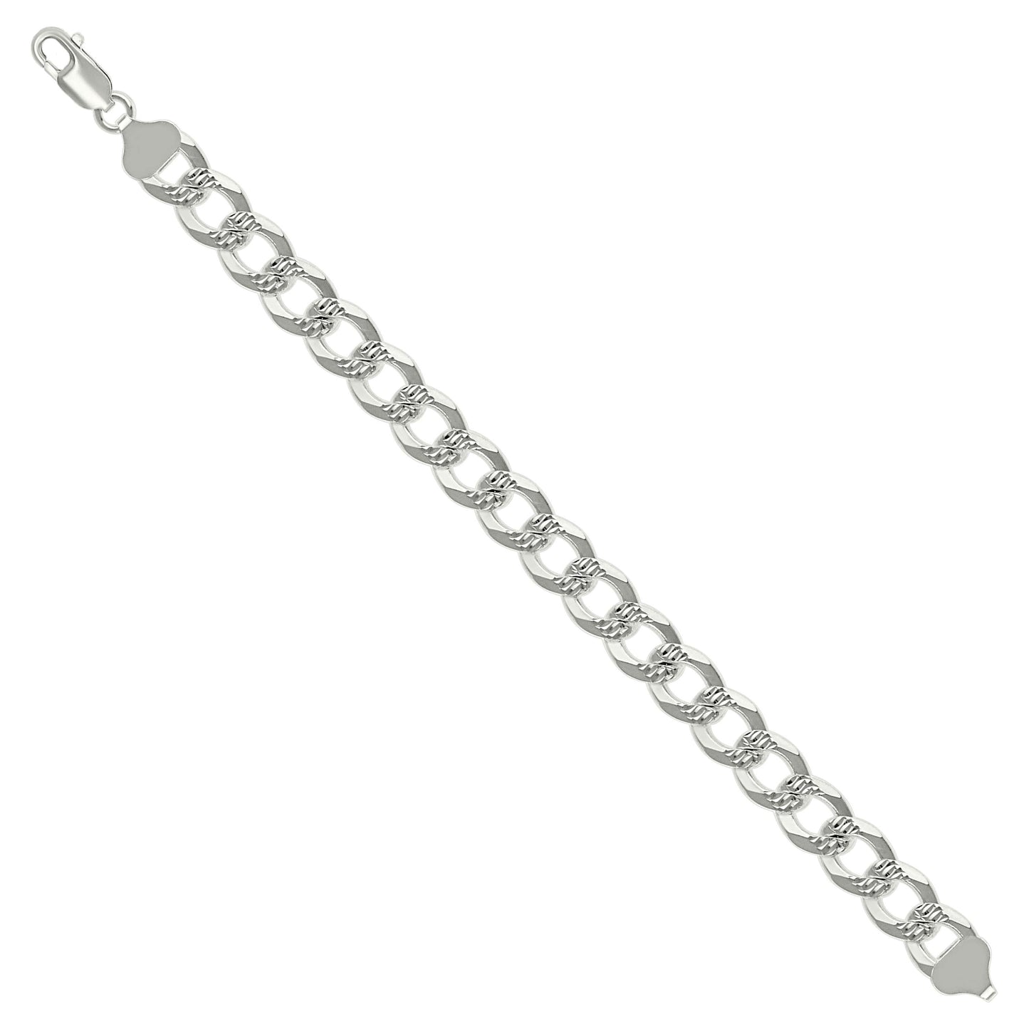 925 Silver Solid Pave Super Flat Cuban Chain Silver 10.8M