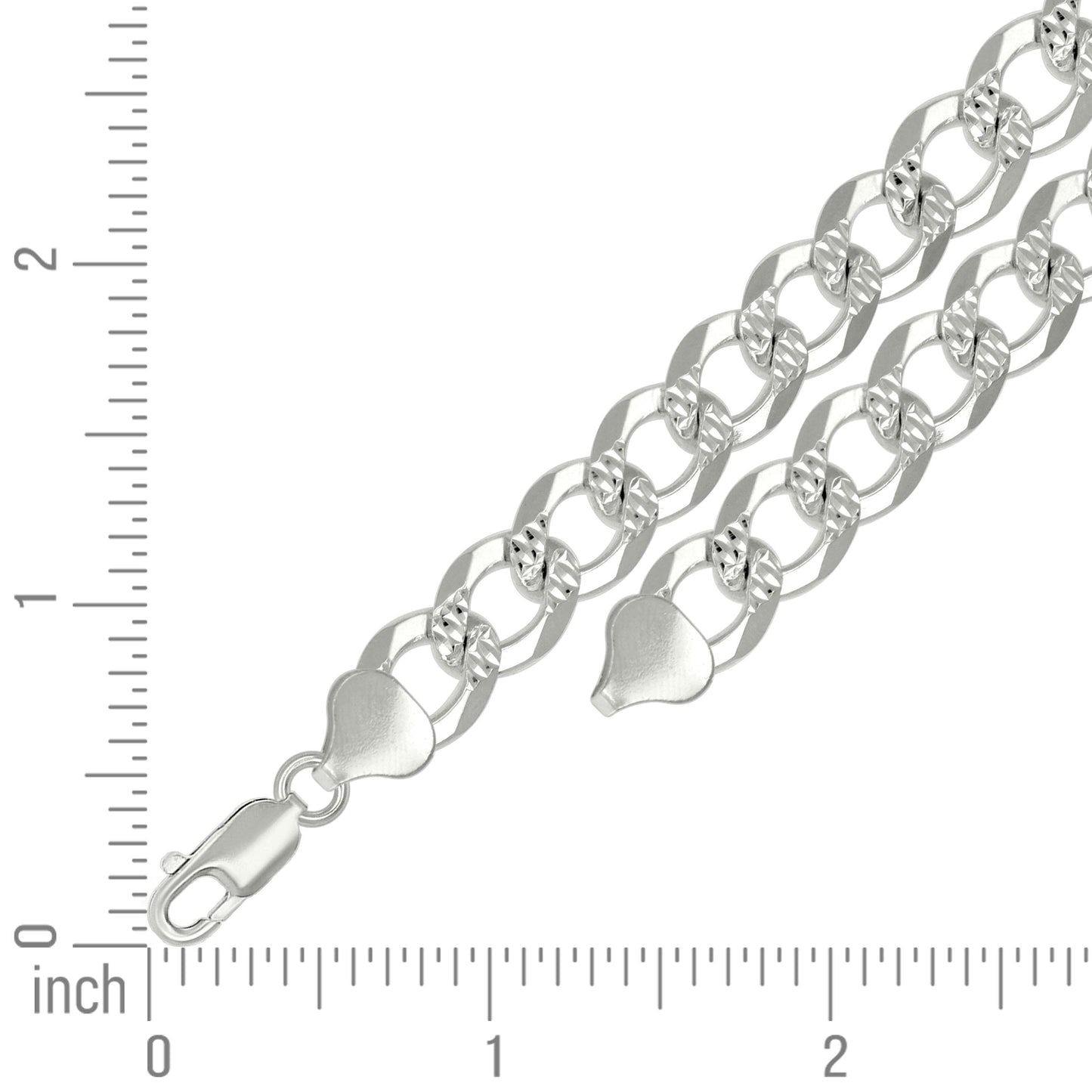 925 Silver Solid Pave Super Flat Cuban Chain Silver 10.8M
