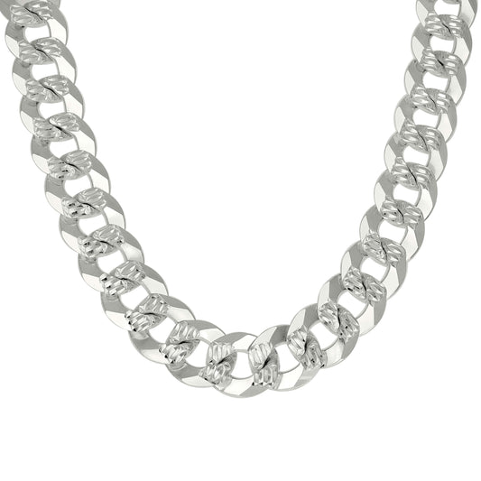 925 Silver Solid Pave Super Flat Cuban Chain Silver 16mm