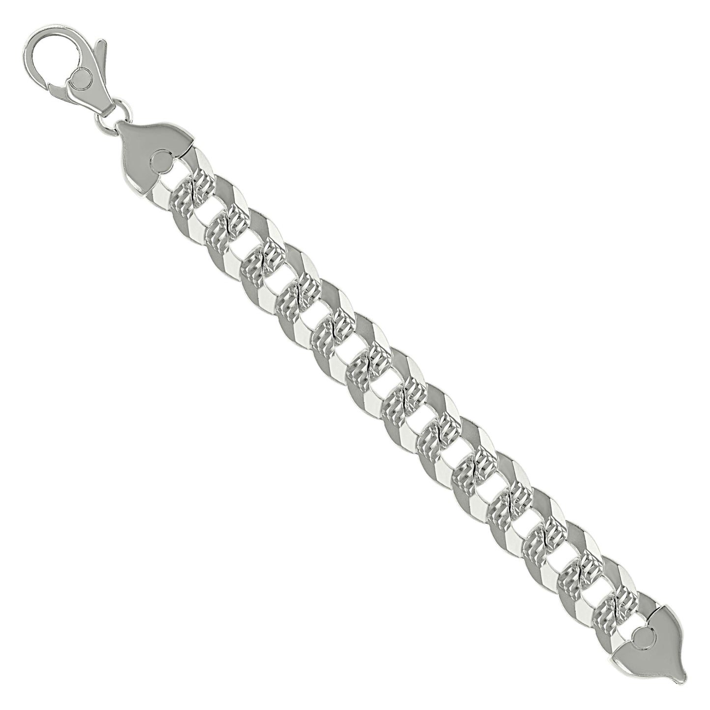 925 Silver Solid Pave Super Flat Cuban Chain Silver 16mm