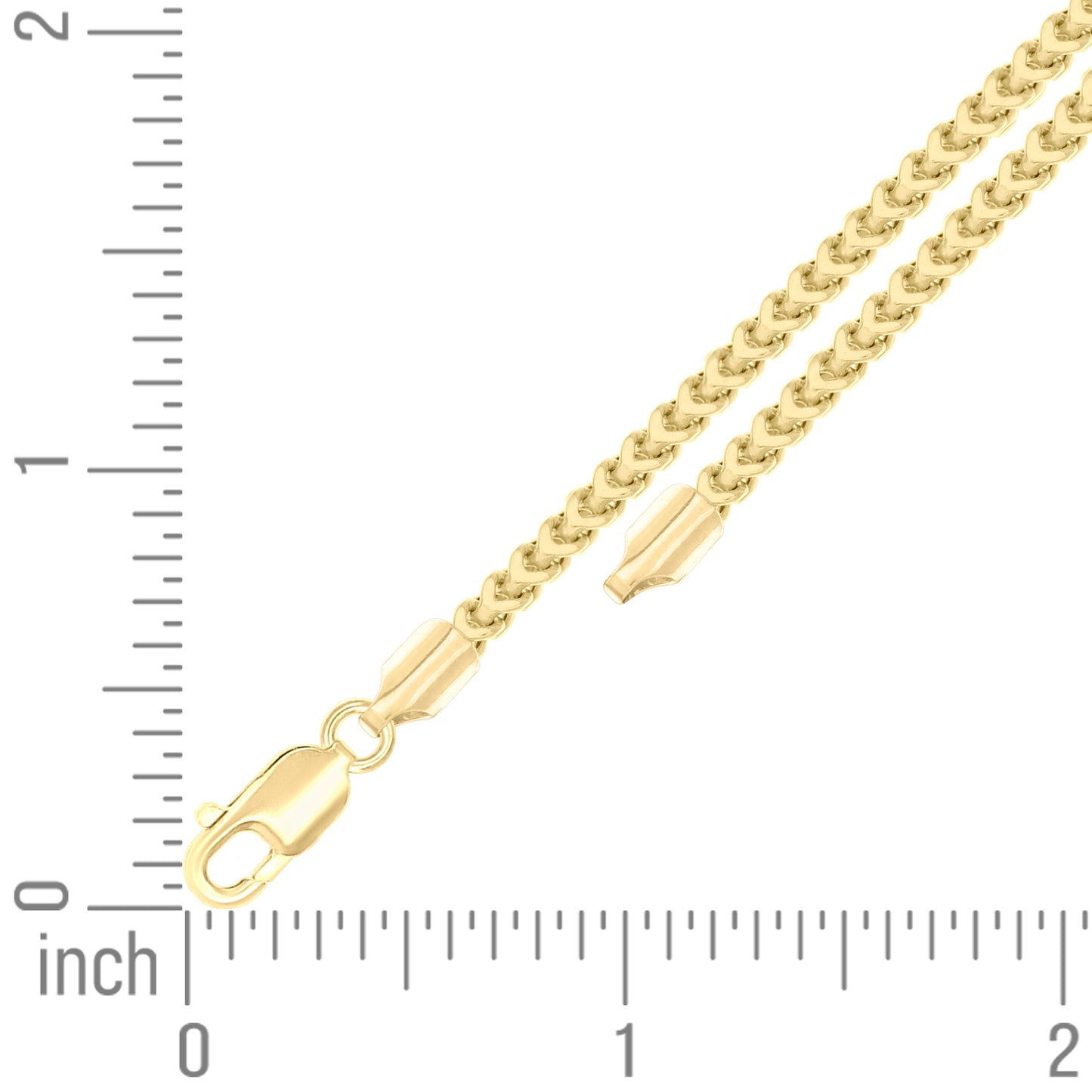 925 Silver Hollow Franco Chain Yellow 2.5mm