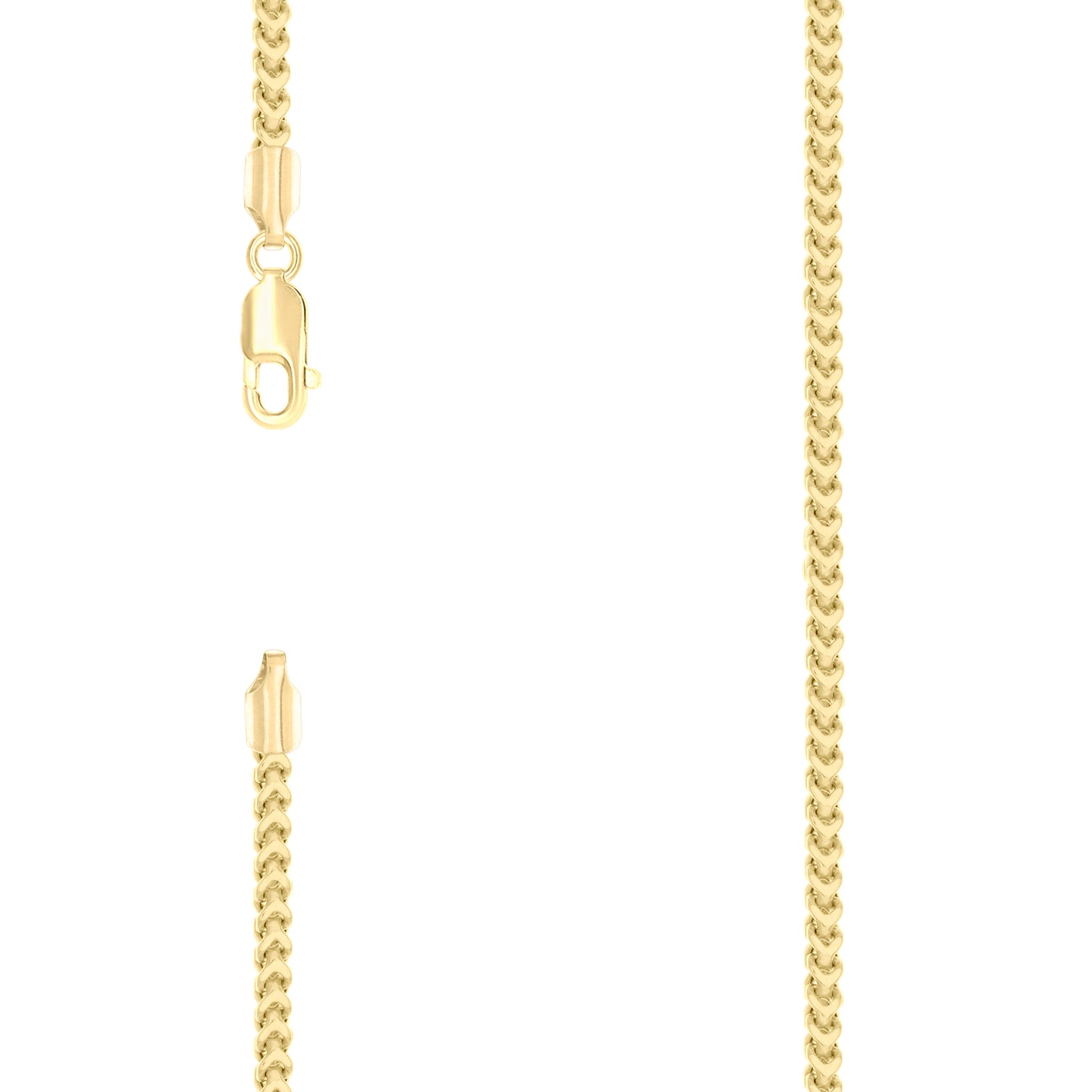 925 Silver Hollow Franco Chain Yellow 2.5mm