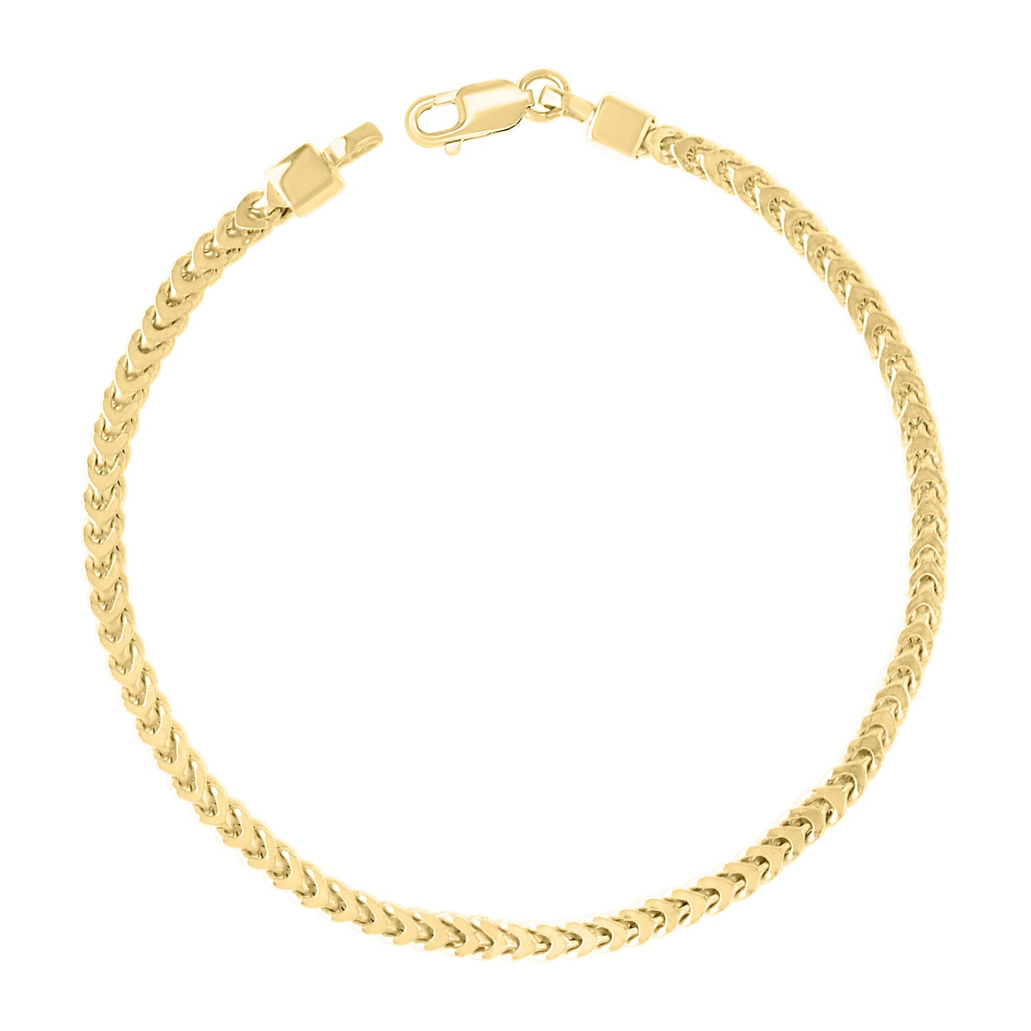 925 Silver Hollow Franco Chain Yellow 2.7mm