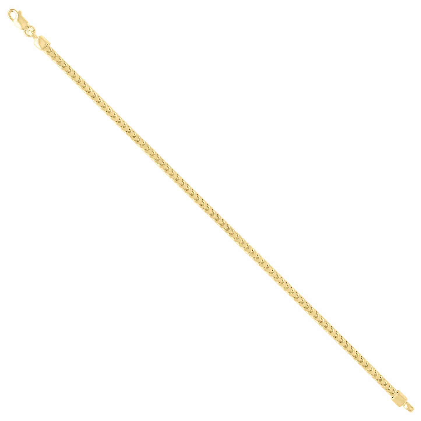 925 Silver Hollow Franco Chain Yellow 2.7mm