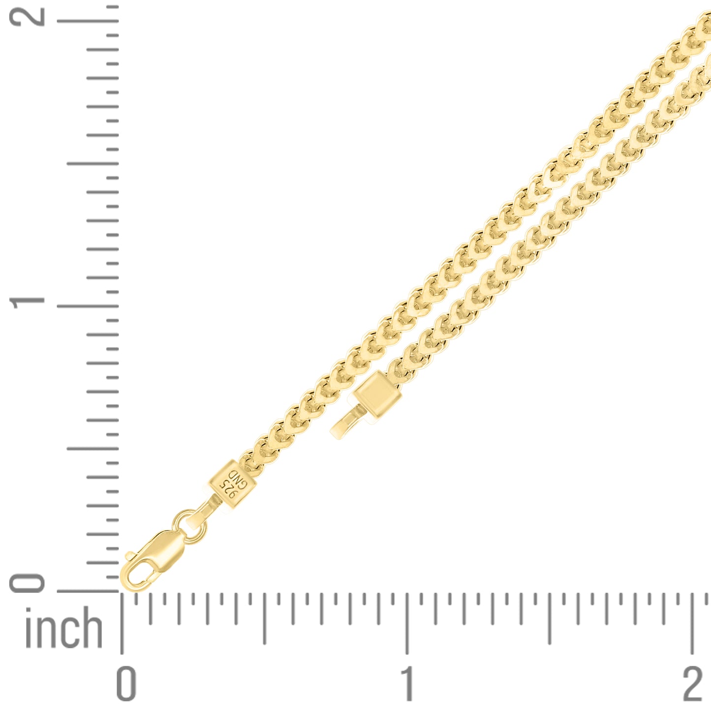 925 Silver Hollow Franco Chain Yellow 2.7mm
